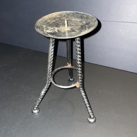 Metal Pillar Candle Holder Decorative Home Decor Distressed - Picture 2 of 6